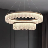 Modern Circular Crystal Rod Pendant Light Dimmable