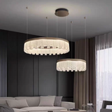 Modern Circular Crystal Rod Pendant Light Dimmable