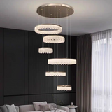 Modern Circular Crystal Rod Pendant Light Dimmable