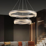 Modern Waves Circular Crystal Rod Pendant Light Dimmable