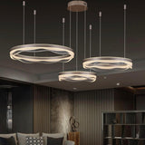 Modern Waves Circular Crystal Rod Pendant Light Dimmable