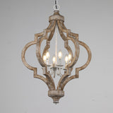 Rustic Wooden Chandelier with Candle-Style Lights