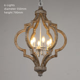 Rustic Wooden Chandelier with Candle-Style Lights