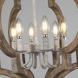 Rustic Wooden Chandelier with Candle-Style Lights