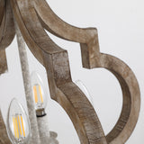 Rustic Wooden Chandelier with Candle-Style Lights