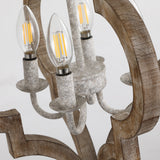 Rustic Wooden Chandelier with Candle-Style Lights