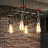 Industrial Style Pendant Light Retro Vintage 4 Lamp Holders Metallic Island Light Red Valve Decoration Hanging Lamp Pipe