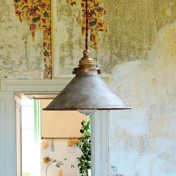 Industrial Vintage Metal Pendant Light Shade with Distressed Finish