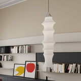 Layered Silk Fabric Pendant Lamp White Color Chandelier