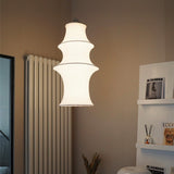 Layered Silk Fabric Pendant Lamp White Color Chandelier