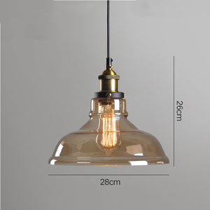 Loft Style Hat-Shaped Glass Hanging Pendant Light
