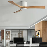 Modern Home Ceiling Fan Lamp with Lights Remote and Wall Control, Flush Mount Fan Light with Quiet Reversible DC Motor, 3 Colors Adjustable, 6 Speed, for Outdoor/Indoor