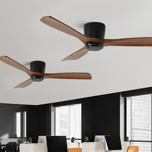 Modern Home Ceiling Fan Lamp with Lights Remote and Wall Control, Flush Mount Fan Light with Quiet Reversible DC Motor, 3 Colors Adjustable, 6 Speed, for Outdoor/Indoor