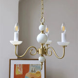 Luxury 3/5/6/8-Light Brass Glass Vintage Lamp Cream Glass Chandelier