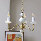 Luxury 3/5/6/8-Light Brass Glass Vintage Lamp Cream Glass Chandelier