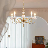 Luxury 3/5/6/8-Light Brass Glass Vintage Lamp Cream Glass Chandelier