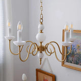 Luxury 3/5/6/8-Light Brass Glass Vintage Lamp Cream Glass Chandelier