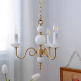 Luxury 3/5/6/8-Light Brass Glass Vintage Lamp Cream Glass Chandelier