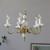 Luxury 3/5/6/8-Light Brass Glass Vintage Lamp Cream Glass Chandelier