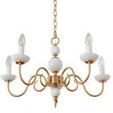 Luxury 3/5/6/8-Light Brass Glass Vintage Lamp Cream Glass Chandelier