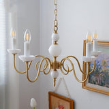 Luxury 3/5/6/8-Light Brass Glass Vintage Lamp Cream Glass Chandelier