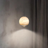 Luxury Copper  Marble Spherical LED Pendant Lighting Minimalist Style