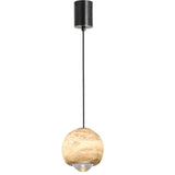 Luxury Copper  Marble Spherical LED Pendant Lighting Minimalist Style
