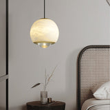 Luxury Copper  Marble Spherical LED Pendant Lighting Minimalist Style