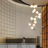 Luxury Solid Brass Organic Vine Chandelier - Handcrafted Art Glass G9 Pendant Light