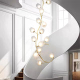 Luxury Solid Brass Organic Vine Chandelier - Handcrafted Art Glass G9 Pendant Light