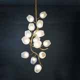 Luxury Solid Brass Organic Vine Chandelier - Handcrafted Art Glass G9 Pendant Light