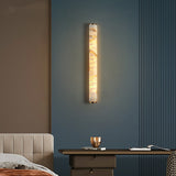 Luxury Modern Alabaster Cylindrical Wall Sconce – 3-Color Dimmable LED, Available in Black or Brass Finish