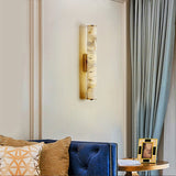 Luxury Modern Alabaster Cylindrical Wall Sconce – 3-Color Dimmable LED, Available in Black or Brass Finish