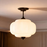 Mid-Century Modern Ribbed Glass Pendant Light – Vintage-Inspired Art Deco Ceiling Fixture