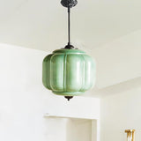 Mid-Century Modern Ribbed Glass Pendant Light – Vintage-Inspired Art Deco Ceiling Fixture