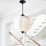 Mid-Century Modern Ribbed Glass Pendant Light – Vintage-Inspired Art Deco Ceiling Fixture