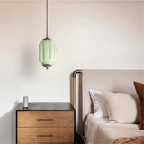 Mid-Century Modern Ribbed Glass Pendant Light – Vintage-Inspired Art Deco Ceiling Fixture with Aged Brass Hardware
