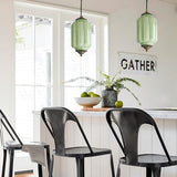 Mid-Century Modern Ribbed Glass Pendant Light – Vintage-Inspired Art Deco Ceiling Fixture with Aged Brass Hardware
