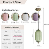 Mid-Century Modern Ribbed Glass Pendant Light – Vintage-Inspired Art Deco Ceiling Fixture with Aged Brass Hardware