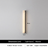 Minimalist Linear Cloud Marble & Copper LED Wall Sconce