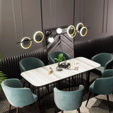 Modern Black LED Linear Pendant Light Minimalist Ring  Globe Dining Room Chandelier
