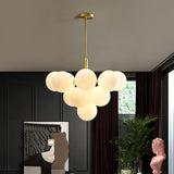 Modern Brass Bubble Ball Lighting Marais Glass Globe Dimmable Tiered Chandelier