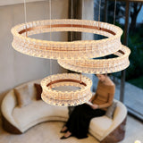 Modern Crystal Ring LED Chandelier – Luxury Geometric Circle & Linear Pendant Lighting
