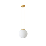 Modern Brass Globe Pendant Light – Minimalist Frosted Glass Sphere