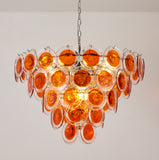 Modern Iridescent Glass Disc Chandelier - Layered Shell-Style Pendant Light