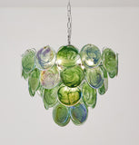 Modern Iridescent Glass Disc Chandelier - Layered Shell-Style Pendant Light