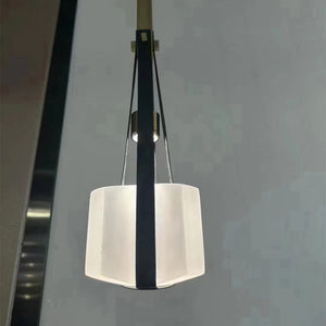 Modern Leather Strap Frosted Glass Pendant Light | Elegant Cube Chandelier