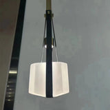 Modern Leather Strap Frosted Glass Pendant Light | Elegant Cube Chandelier