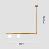 Modern Linear Globe Pendant Light, Minimalist Glass Shade Chandelier for Kitchen Island & Dining Room - Gold & Black