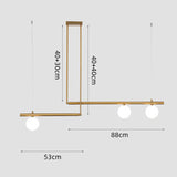 Modern Linear Globe Pendant Light, Minimalist Glass Shade Chandelier for Kitchen Island & Dining Room - Gold & Black